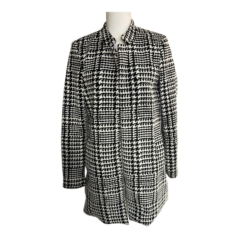 Carolina Belle Montreal Black White Houndstooth Jacket Blazer Women Size Med